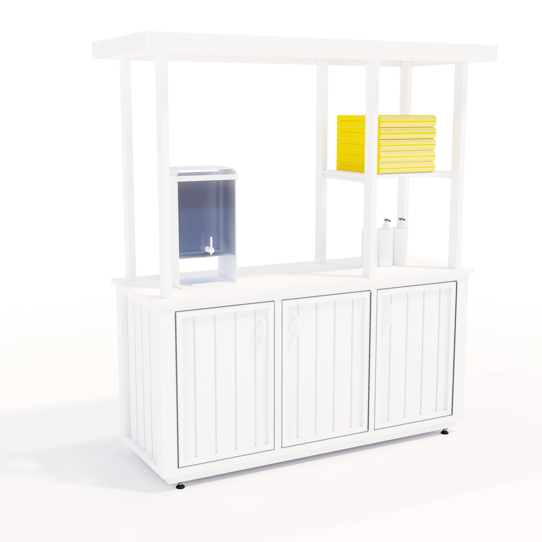 Custom Beach Full Service Station 72 in painted finish, a pool-entry host stand with storage and towel service