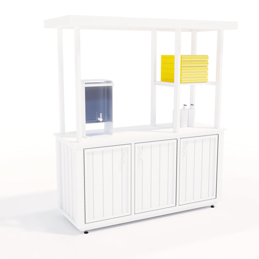 Custom Beach Full Service Station 72 in painted finish, a pool-entry host stand with storage and towel service